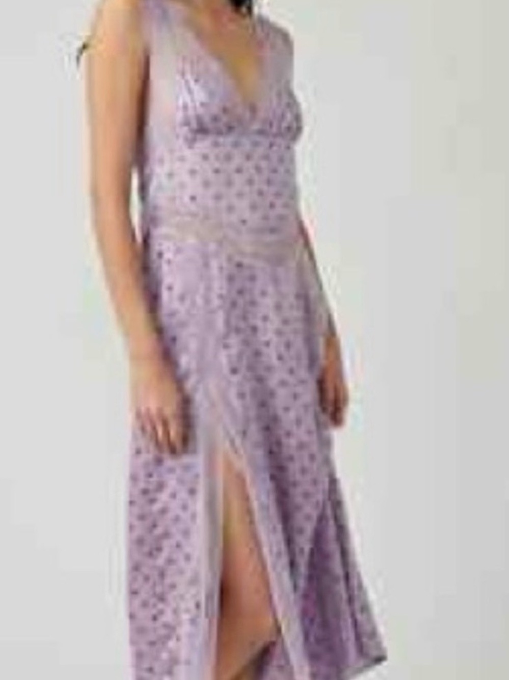 Anthropologie, Free People Lavender Polka Dot V-Neck Slip Dress. Brand new